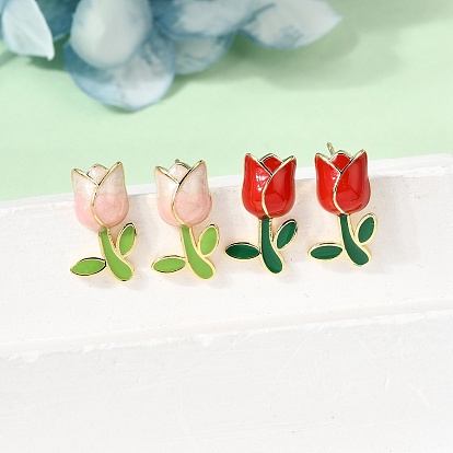 Серьги-гвоздики из латуни с цветком, стойки покрытие, долговечный, без свинца и без кадмия, реальный 18 k позолоченный