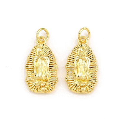 Colgantes de latón, dijes de lágrima con virgen maría, sin plomo y cadmio, chapado en rack, larga duración plateado