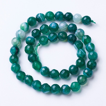 Natural Agate Beads Strands, Dyed & Heated, Grade A, Round