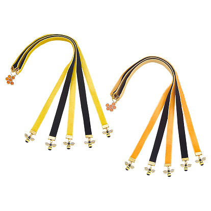 2шт 2 цвета бархатные закладки, с подвесками в виде пчел из сплава эмали, золотые