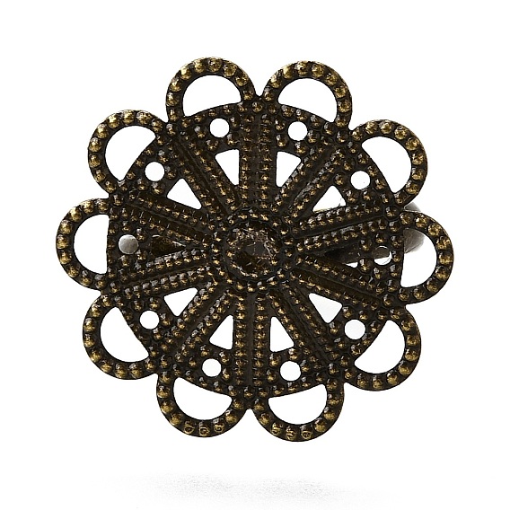 Латунные кольца хвостовиков, филигранное кольцо баз, для античные кольца делает, регулируемый, цветок, 17 мм