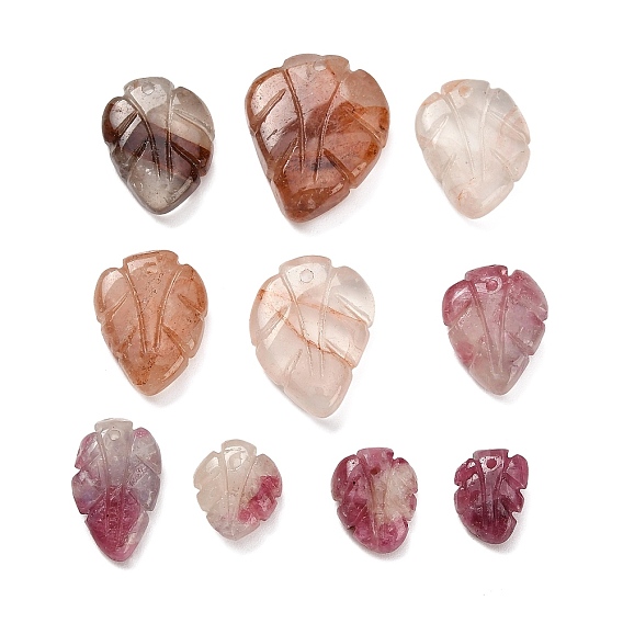 Резные подвески из натуральных драгоценных камней, лист прелести