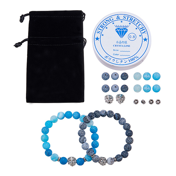 DIY Bracelet Making, with Natural Agate Bead and Rhinestone Spacer Bead, Crystal Thread