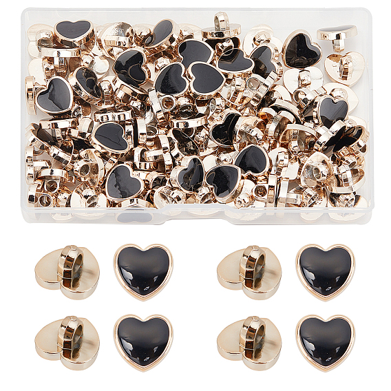 100шт ccb пластиковые пуговицы с хвостовиком, с эмалью, сердце