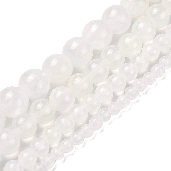 Природного зеленого нефрита нитей бисера, окрашенные, круглые