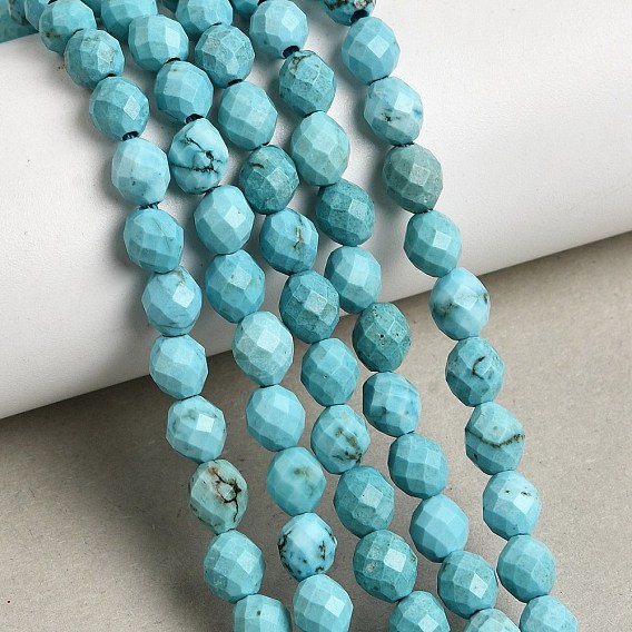 Окрашенные натуральные нити из бисера хаулит, граненые, рис