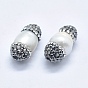 Natural Cultured Freshwater Pearl Beads, with Polymer Clay Grade A Rhinestone, Oval