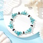 Синтетическая бирюза и натуральные бусины из лавы, эластичные браслеты для мужчин и женщин, морская звезда