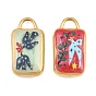 304 Stainless Steel Enamel Pendants, Rectangle with Bird Charms, Ion Plating(IP), Real 18K Gold Plated