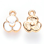 Alloy Enamel Charms, with ABS Plastic Imitation Pearl, Flower, Light Gold