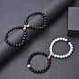 Gravity Couple Bracelet Set - Natural Stone Friendship Jewelry in Black Matte Onyx and White Howlite