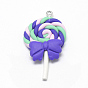 Handmade Polymer Clay Pendants, Lollipop with Bowknot