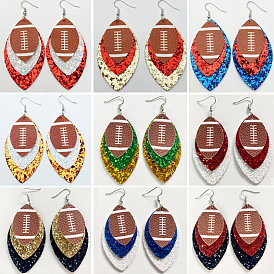 Серьги-подвески из синтетической кожи, платина, мяч тема