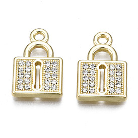 Alloy Pendants, with Crystal Rhinestone, Cadmium Free & Nickel Free & Lead Free, Lock