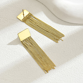 Rectangle Tassels Stud Earrings for Women, Luxury and Versatile