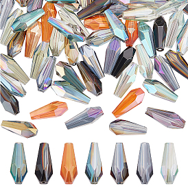 70Pcs 7 Colors Full Rainbow Plated Faceted Teardrop Glass Beads