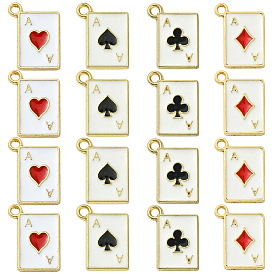 40 шт 4 цвета подвески из цинкового сплава с эмалью, игральная карта, золотые