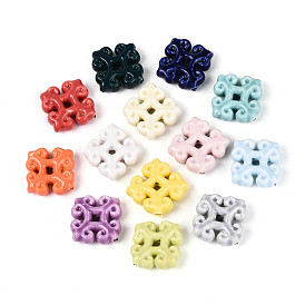 Ручной фарфоровые керамические шарики, ромб и цветок, яркие глазированный фарфор