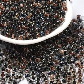 Perles de graine rond en verre transparent, intérieur couleurs, ronde