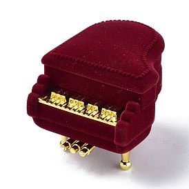 Velvet Ring Boxes, with Plastic, Piano