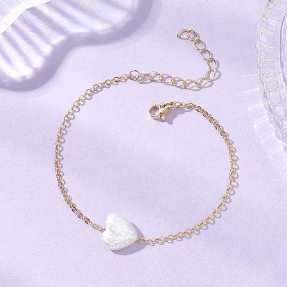 Браслеты из натуральных бусин жемчуга кеши, латунные браслеты-цепочки для женщин, сердце