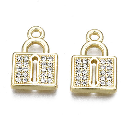 Alloy Pendants, with Crystal Rhinestone, Cadmium Free & Nickel Free & Lead Free, Lock