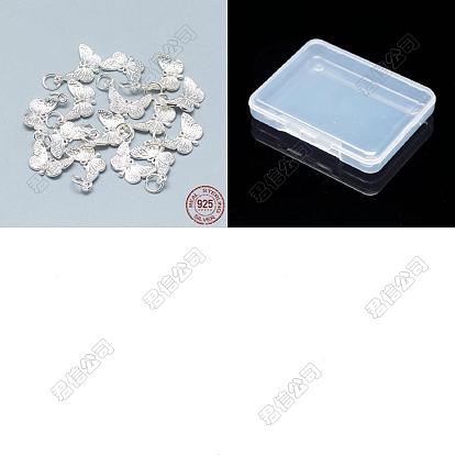 5Pcs 925 Sterling Silver Pendants, with 925 Stamp, with Jump Ring, Butterfly Charms