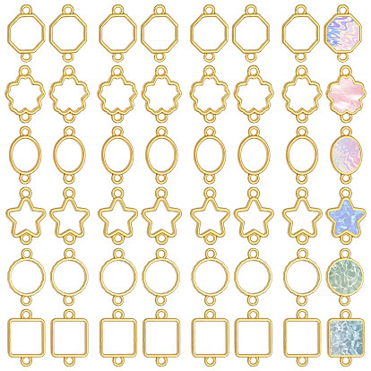 48 шт. 6 стили цинковый сплав открытая задняя рамка соединительные подвески, для diy уф смолы, эпоксидная смола, Прессованные цветочные украшения, разнообразные