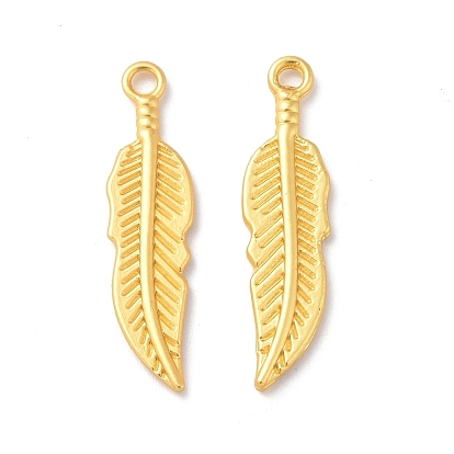 Crémaillère pendentifs en alliage placage, sans cadmium et sans plomb et sans nickel, charme de plume