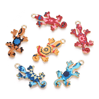 Подвески из эмали и сплава, золотой свет, очарование геккона