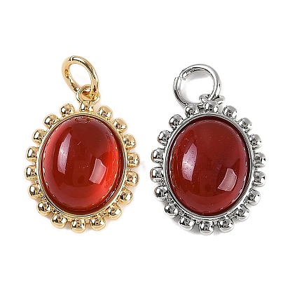 Подвески из натурального сердолика (окрашенные и нагретые), латунные овальные подвески с соединительными кольцами
