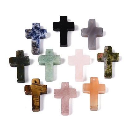 Natural & Synthetic Mixed Stone Pendants, Religion Cross Charms