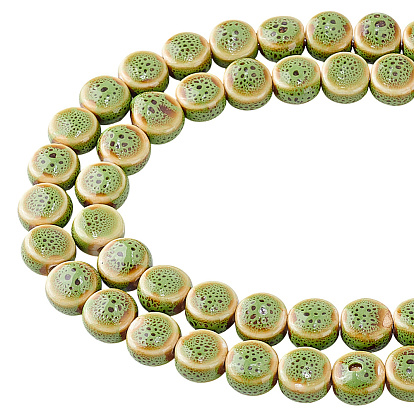 2 нити фарфоровые керамические бусины ручной работы нити, фантазии античного стекла фарфора, плоско-круглые