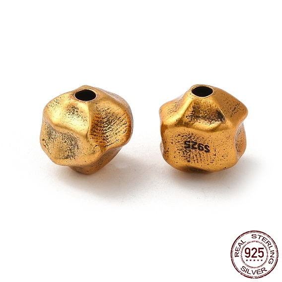 925 Sterling Silver Beads, Irregular Round
