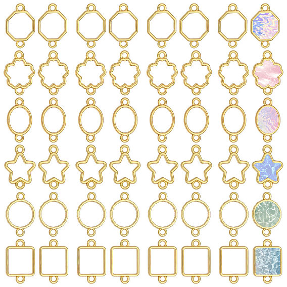 48 шт. 6 стили цинковый сплав открытая задняя рамка соединительные подвески, для diy уф смолы, эпоксидная смола, Прессованные цветочные украшения, разнообразные