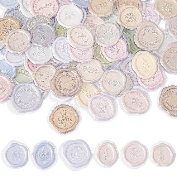 6 наборы 6 стили ПВХ самоклеящиеся наклейки, наклейки с имитацией сургучной печати, для запечатывания конвертов, венок и цветы и перо и письмо и китайский узел и слово для вас