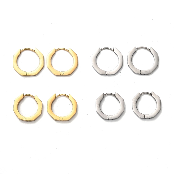 304 Stainless Steel Octagon Huggie Hoop Earrings