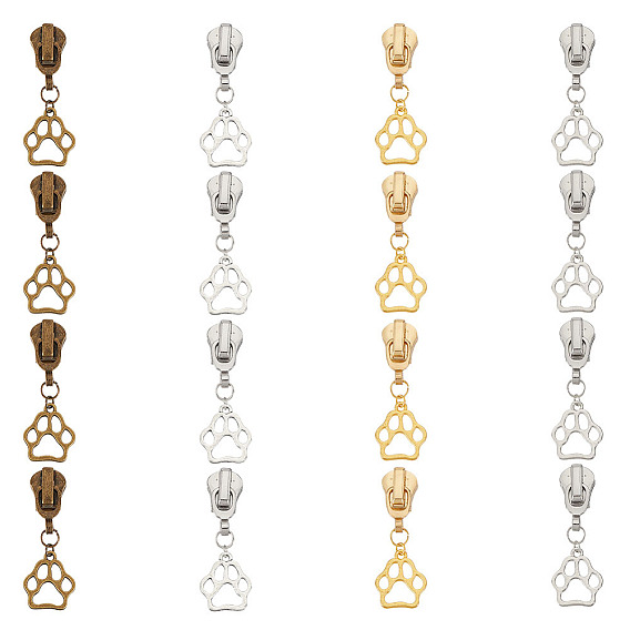 Ползунки на молнии из сплава, кот/луна/отпечаток лапы/роза на молнии