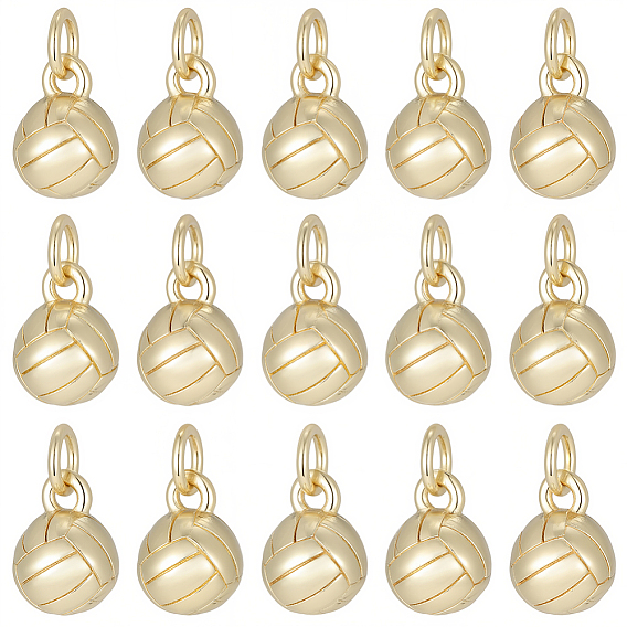 20Pcs Brass Pendants, Ball Charms, with Jump Ring