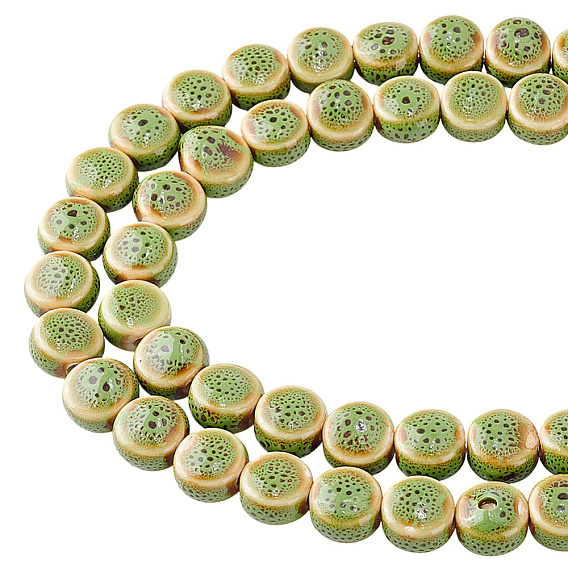 2 нити фарфоровые керамические бусины ручной работы нити, фантазии античного стекла фарфора, плоско-круглые