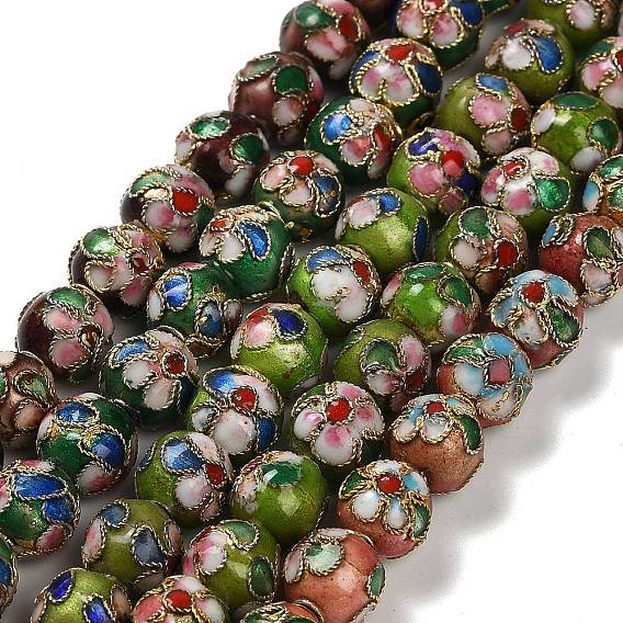 Бусины ручной работы перегородчатой, круглая с цветком