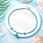 Ожерелья с подвесками в виде морских черепах и морских звезд из синтетической бирюзы, Ожерелья из синтетической бирюзы/синтетического магнезита с 304 цепочкой на конце из нержавеющей стали, цвет нержавеющей стали