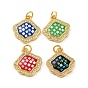 Shell Shape Brass Micro Pave Cubic Zirconia Pendants, Cadmium Free & Lead Free, with Enmel & Shell, with Jump Rings, Real 18K Gold Plated