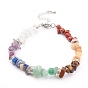 Chakra Chips Natural Gemstone Beaded Bracelets, with Alloy Beads, Antique Silver & Platinum