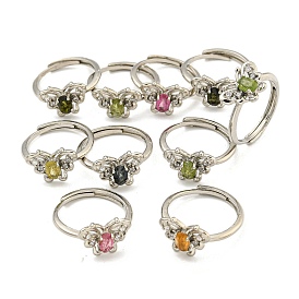 Butterfly Brass Adjustable Rings, Cubic Zirconia Rings for Women