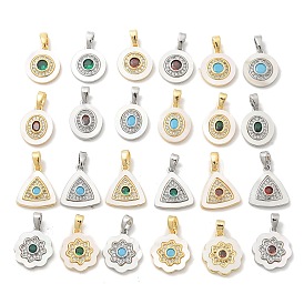 Подвески из латуни с микропаве из циркония, без кадмия, без никеля и без свинца, с подвесками из ракушек и стекла