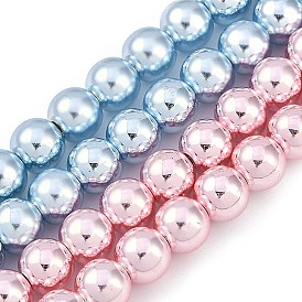 Baking Paint Electroplated Synthetic Non-magnetic Hematite Beads Strands, Round