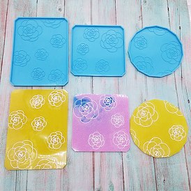 Cup Mat Silicone Molds, Resin Casting Coaster Molds, For UV Resin, Epoxy Resin Craft Making, Flower Pattern