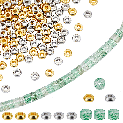 Brass Spacer Beads and Natural Green Strawberry Quartz Beads Strand