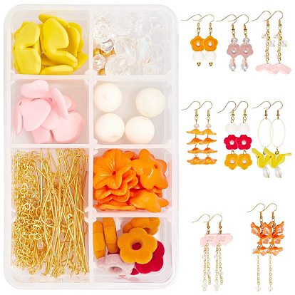 SUNNYCLUE 183 Pieces DIY Flower Style Earring Making Kits, Including Brass Linking Rings & Pendants & Earring Hooks, Alloy Pendants, Glass Beads